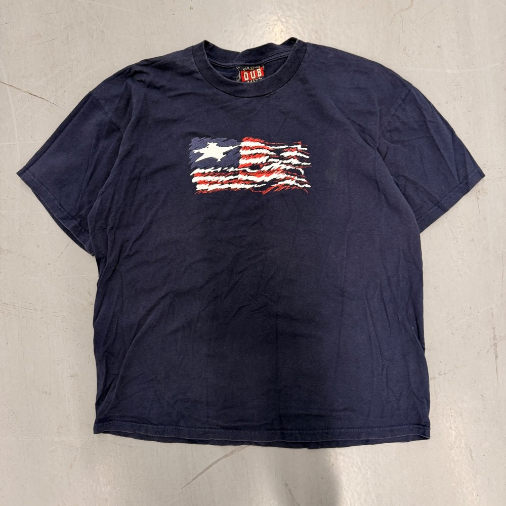 Old Union Brand OUB Mens Navy Blue Distressed American‎ Flag Graphic T-Shirt L
